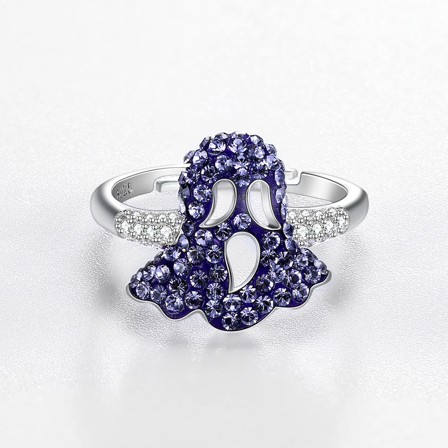Malanda кристаллами от Swarovski милое привидение кольцо для женщин Новая мода 925 пробы серебряные роскошные открытые кольца ювелирные изделия подарок для девочек