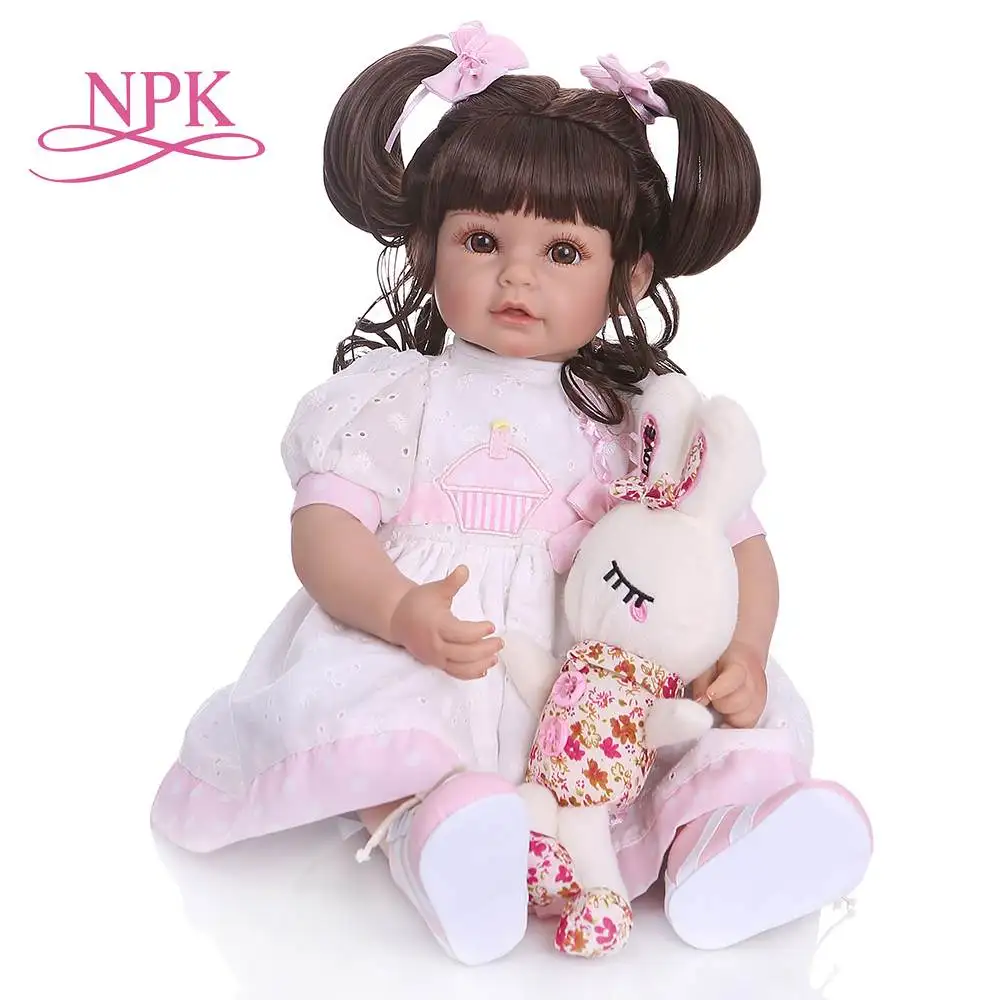 

NPK 50CM adorable long curly hair princess toddler girl soft silicone doll realistic reborn toys for children brinquedos Adora