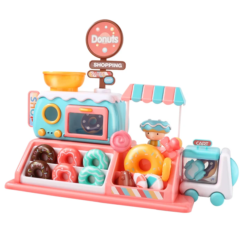 21Pcs Kids Supermarket Donuts Candy Shop Car Light Music Pretend - Main Image