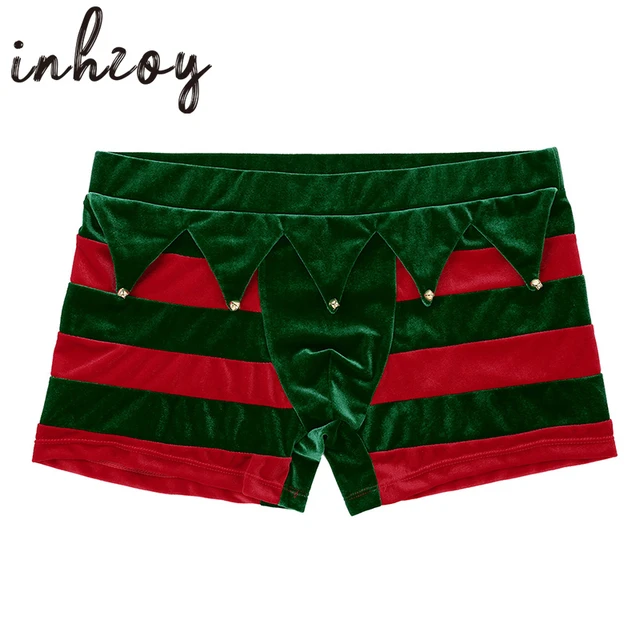 ZZXXB Xmas Flamingo Candy Cane Mens Boxer Briefs Breathable Underwear Fly  Front With Pouch Small Green at  Men's Clothing store