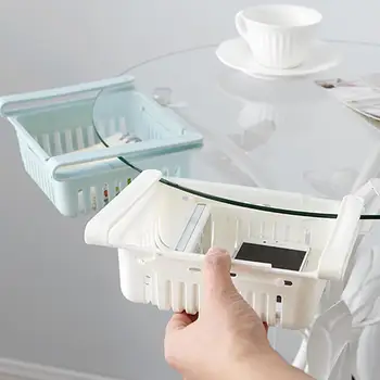 

Refrigerator Storage Drainer Rack Adjustable Kitchen Fridge Pull-out Holder Space Organiser Basket Saver Freezer Drawer She I4G4