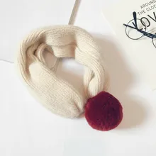 Осенне-зимний вязаный детский шарф, модный однотонный шарф в Корейском стиле с кольцом для мальчиков и девочек 28