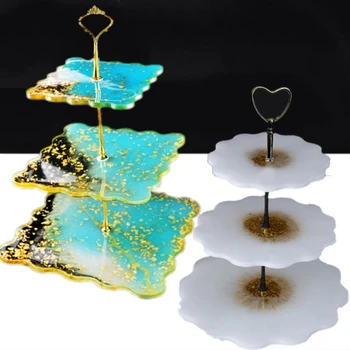 

Three-Layer Resin Mold Fruits Stands Tray Casting Silicone Mould Dessert Platter B95F