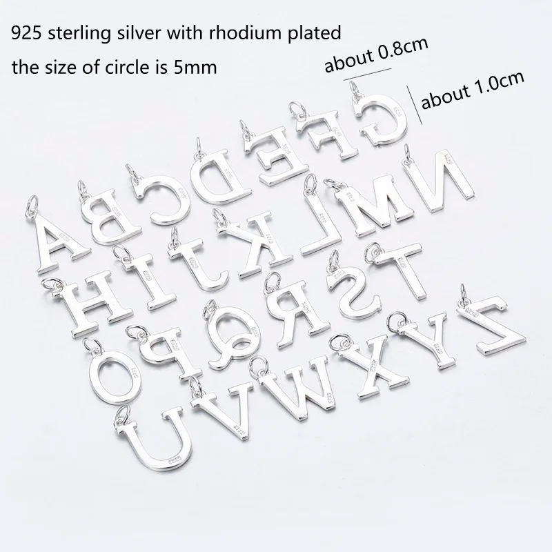 silver necklace charms silver pendant 925 sterling silver letters A-Z initial charms pendant women girls gift friends men jewelry
