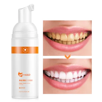 

HIGO Orange Shining Tooth-Cleaning Mousse Toothpaste Remove Bad Breath Tooth Stains Foam Whitening Oral Hygiene Remove Dental