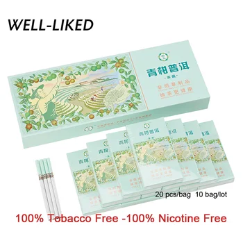 

10 Packs Green Lemon Pu'er Tea Smoke Herbal Fine Cigarette to Quit smoking 100% Tobacco Free -100% Nicotine Free