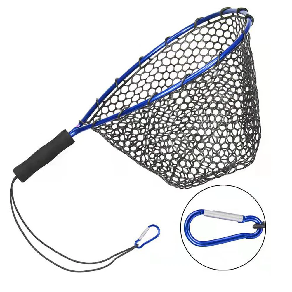 Fly Fishing Landing Net 50cm Silica Gel Mesh Net Aluminum Alloy Frame