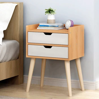 

Nordic Bedside Cabinet Simple Modern Solid Wood Leg Storage Cabinet Bedroom Simple and Economical Bedside Cabinet
