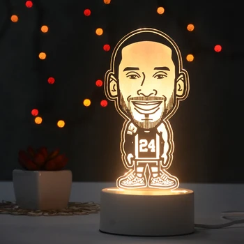 

3D LED Night Light Warm White Customize Basketball Figure Doll Ornaments 3 Colors Change Atmosphere Table Lamp Gifts for Fans