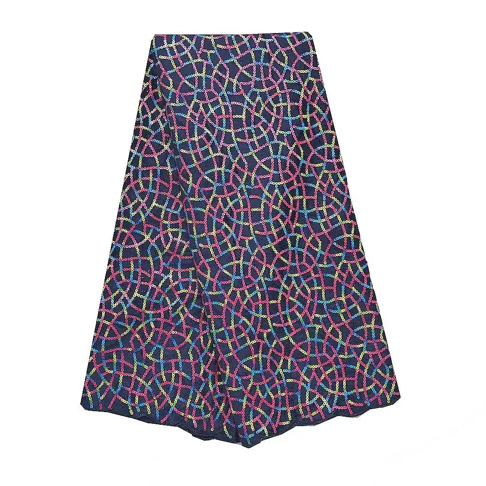 Navy blue Роскошные нигерийские кружевные ткани фиолетовый бархат Африка кружевная ткань Армейский Зеленый Швейцарский последний Французский кружева с блестками - Цвет: Navy blue