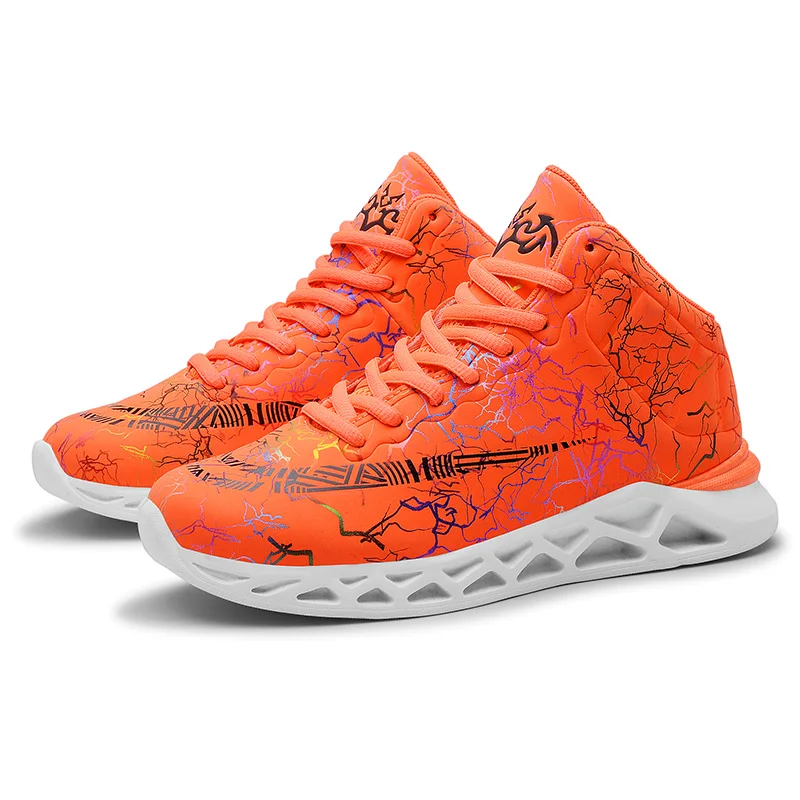 Детские кроссовки; детская баскетбольная сетка; 1 обувь в стиле ретро; детские кроссовки для мальчиков; 11 баскетбольных мячей; спортивная обувь для детей - Цвет: Оранжевый
