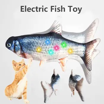 

Electric Cat Toys Plush 3D Interactive Electronic USB Bite Resistant Chew Molar Moving Dancing Fish Toy Kitten Grinding Claw