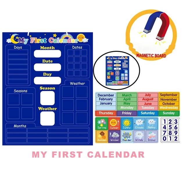 Circle Learning Education Time Center Calendar Cards Classroom Development Pocket Charts My First Calendar for Kids 3