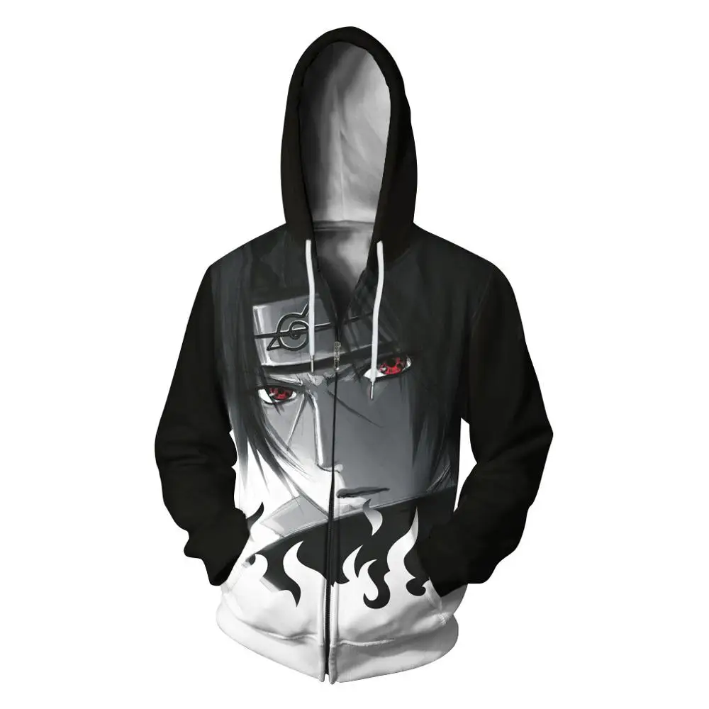 Uchiha Itachi Косплей Костюм Аниме Наруто Толстовка Повседневная куртка на молнии Кофты 5XL