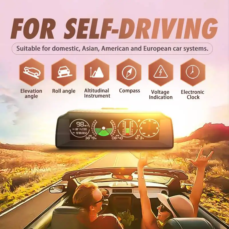 

Universal Car GPS Head-up Projector Car Horizontal Slope Meter Digital Speedmeter Altitude Instrument Compass Electronic Clock