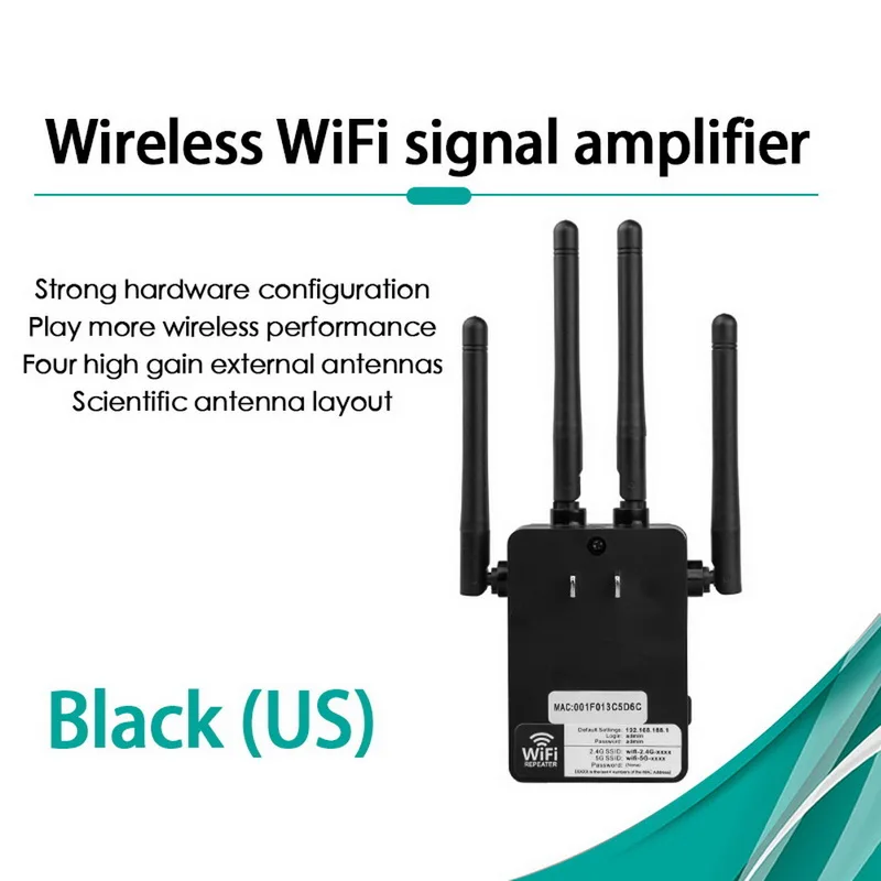 Black US Plug R1200U беспроводной Wifi повторитель 1200 Мбит/с маршрутизатор двухдиапазонный 2,4/5G Wi-Fi с 4 антеннами Ethernet порт Домашняя сеть поставки - Цвет: Black US Plug