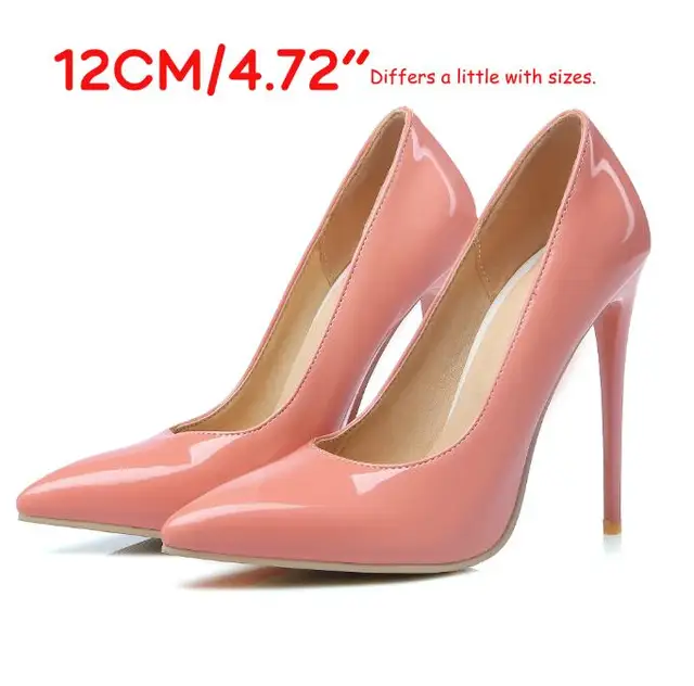 LAIGZEM FASHION Women Heels Pointy Toe Stiletto High Heels 6/8/12CM Pumps Dress Wedding Work Basic Shoes Woman Big Size 33-47 LGZ175 12CM