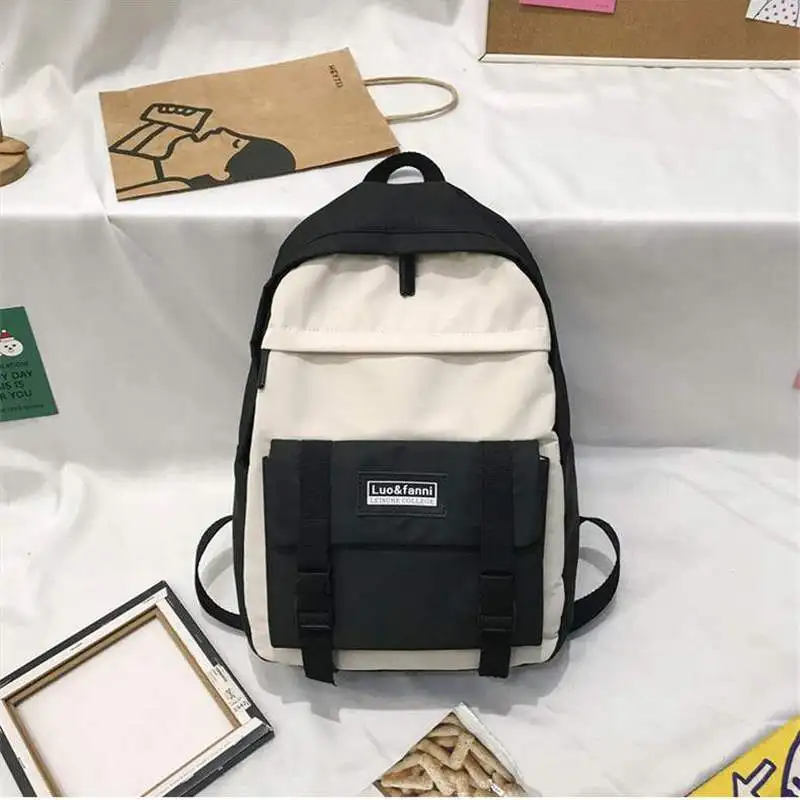 

Teen School Bags for Girls Backpack Women Bag School Patchwork Nylon Student Bookbag Female Teenage Junior High Schoolbag Preppy