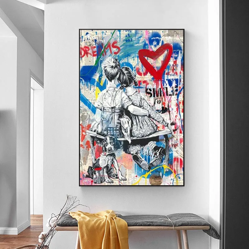 Mr Brainwash Funziona Bene Insieme Banksy Graffiti Abstract Art Office Decor Wall Art Canvas Painting Poster Per Soggiorno Casa