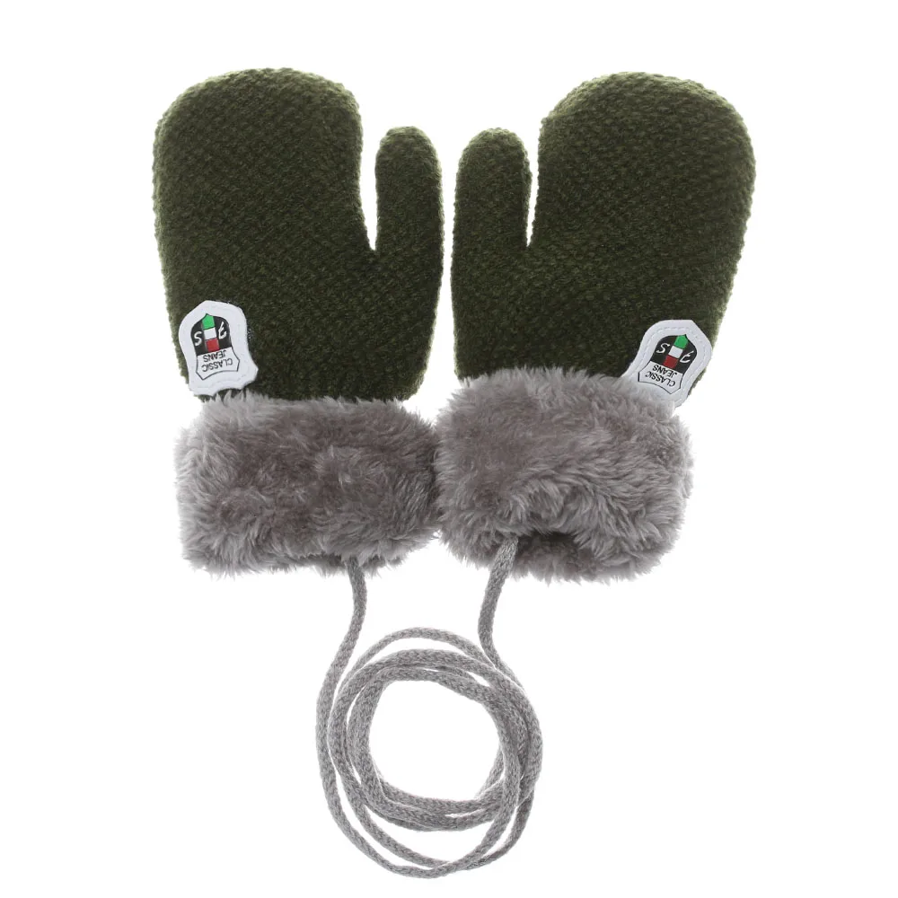 Style 2-green Новые детские перчатки, зимние вязаные шерстяные варежки, милые бархатные толстые перчатки с рисунком звезд, сохраняющие тепло для детей - Цвет: Style 2-green