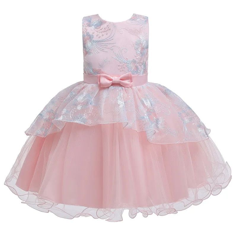 Платье на день рождения и свадьбу для детей от 1 до 5 лет коллекция года, летняя вышитая юбка платье принцессы для маленьких девочек платья для крещения, одежда для маленьких девочек - Цвет: As picture