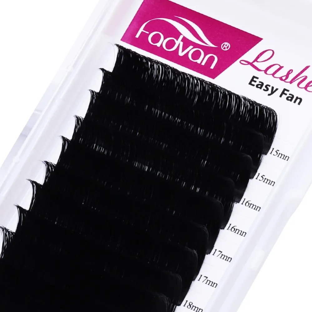 Fadvan Make-up Super Long Easy Fanning False Eyelash Extension 15-20mm Fast Blooming 2d/5d/6d/8d/12d Fanning Lashes for Building