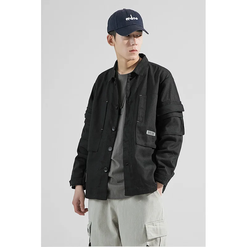 

Wu Navigation Workwear Coat Men's Spring New Style Japanese-style Fold-down Collar Casual Loose-Fit Popular Brand Retro Couples