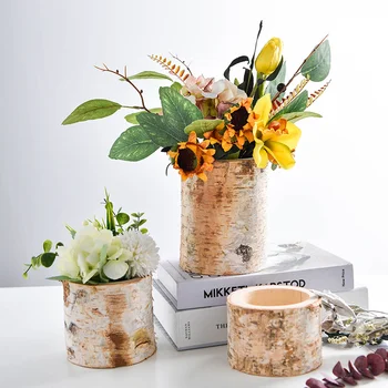 

Idyllic small flower pot Pot Resin Succulents Plant Pot Abstract tree stump Flower Pot Home Desktop Vase Micro Landscape Decor