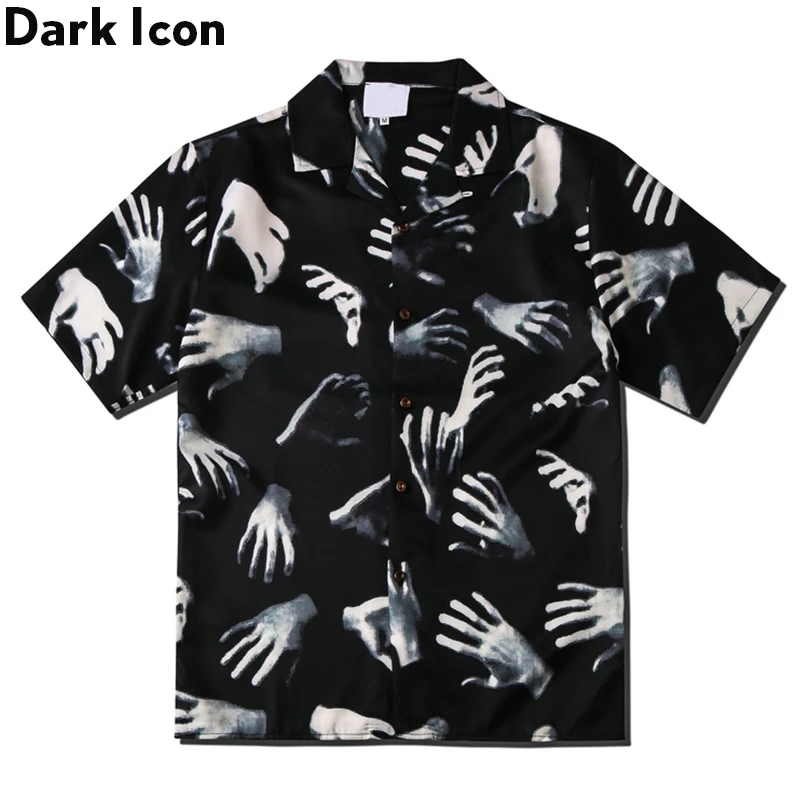 Dark Icon Printed Vintage Street Shirts for Men Summer Hawaiian Shirts Male Top
