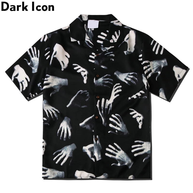 Dark Icon Printed Vintage Street Shirts for Men 2020 Summer Hawaiian Shirts  Male Top