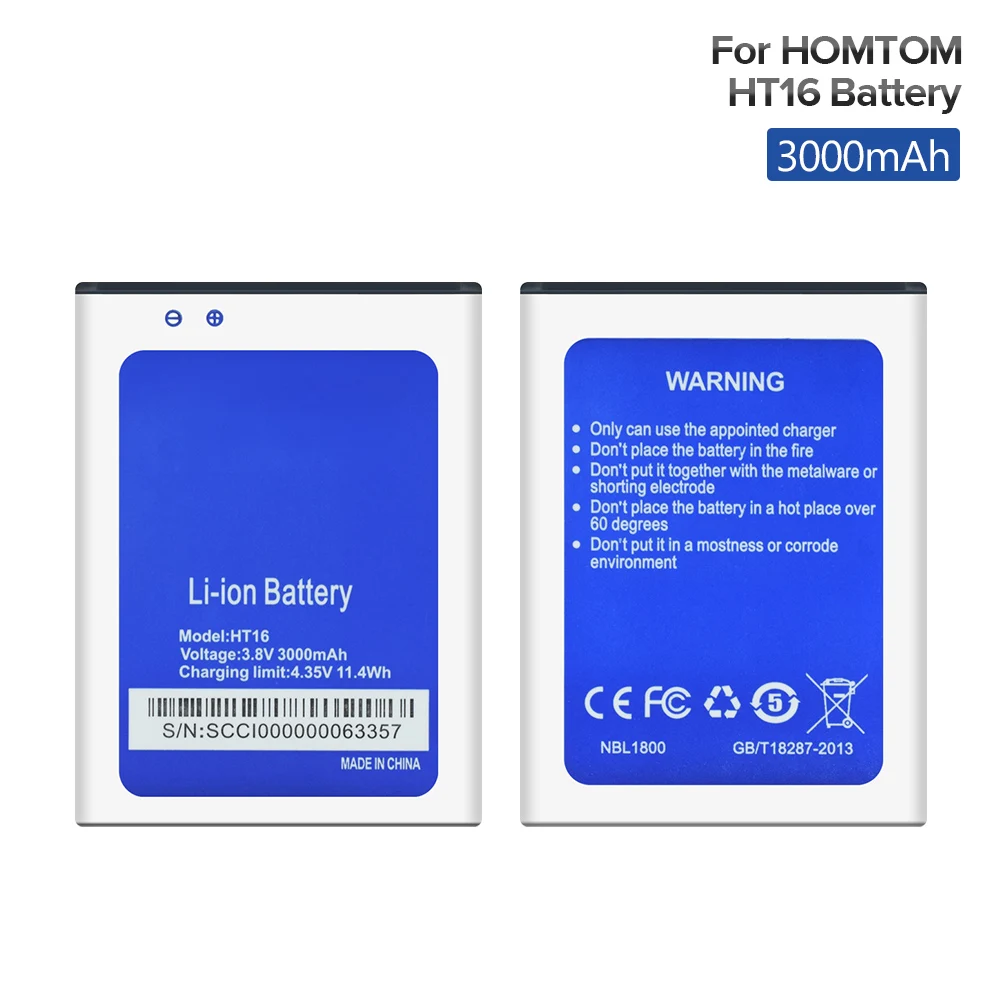 

2019 New 3.8V 3000mAh Mobile Phone Battery Rechargeable For HOMTOM HT16 HT3 HT17 HT7 Pro S16 Smartphone Lithium Li Ion Battery