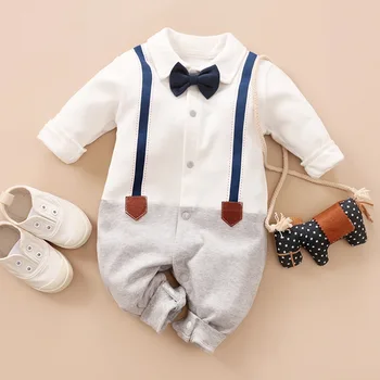 

Nacanplee A jumpsuit romper newborn baby out of infantil macacão do bebê gravata branca roupas inverno gentleman bow tie romper