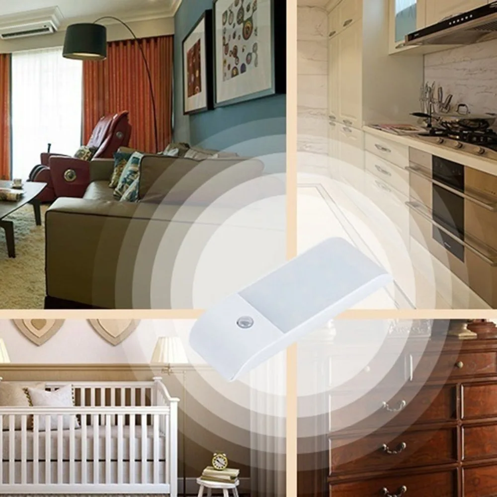 12 LED PIR Infrared Stick-on Rechargeable Wardrobe Night Light USB Motion Detector Induction Sensor Closet Corridor Lamp 5V