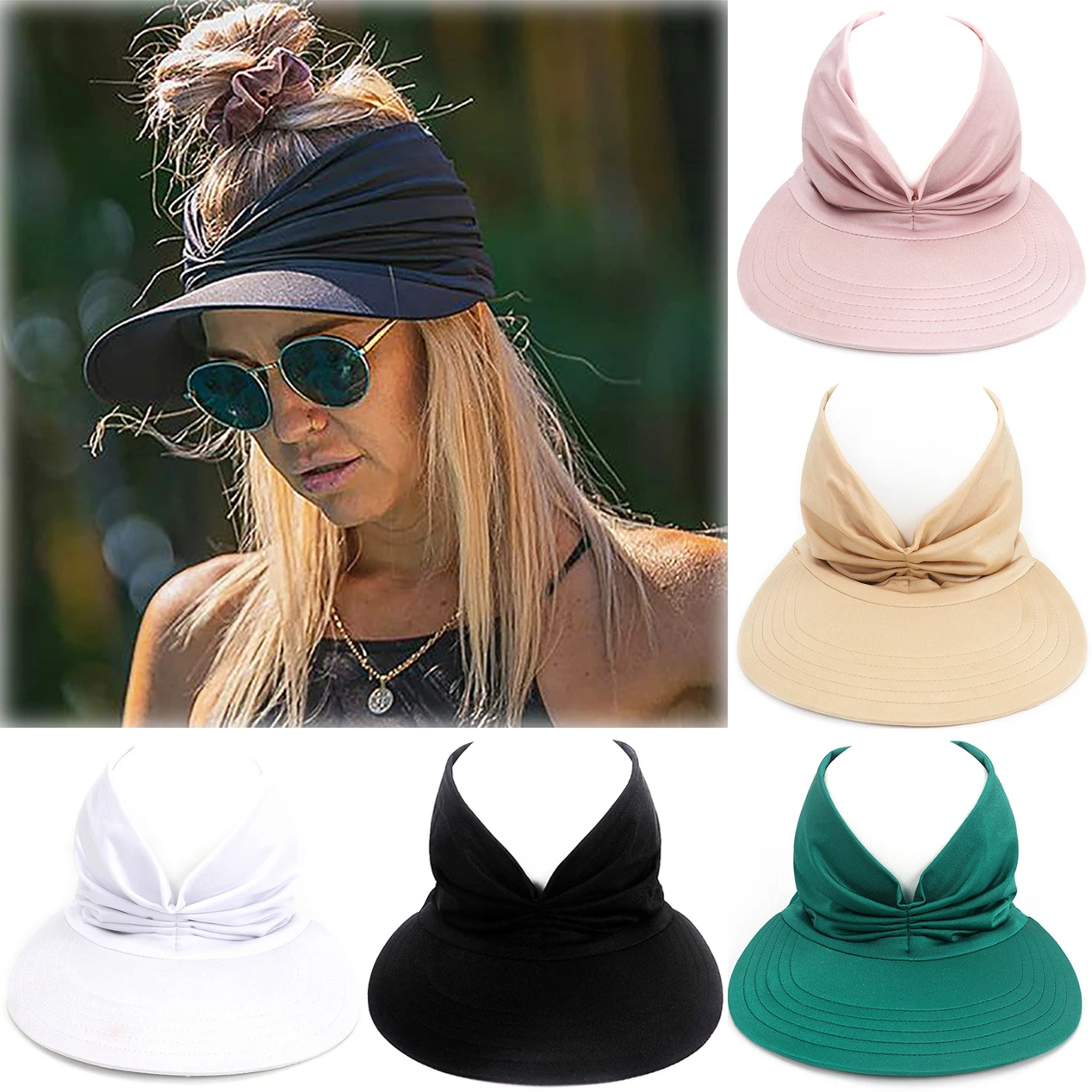 Summer Hat Sun Visor Hat Anti-ultraviolet Elastic Hollow Top UV Hats Casual Sunscreen Caps Fishing Sports Cap Outdoor Shading 1
