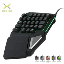 Teclas programáveis delux t9 pro teclado de jogo de mão única ergonômico teclado para pubg gun computador portátil(China)