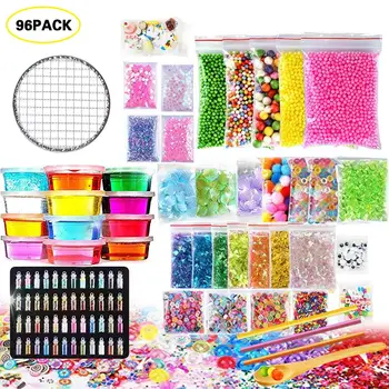 

96 Pack Slime Making Kit Letter Style Slime Supplies For Slime Charm DIY Handmade Color Foam Ball Granules Slime Material Set