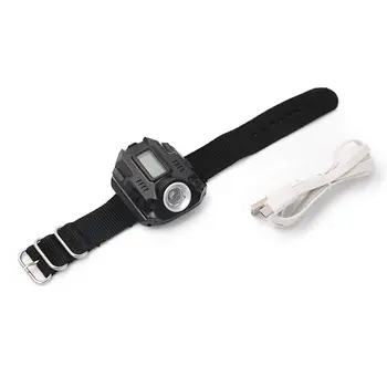 

Wrist Light Hand-worn Flashlight With Display Electronic Watch Function Watch Light Portable Black Color