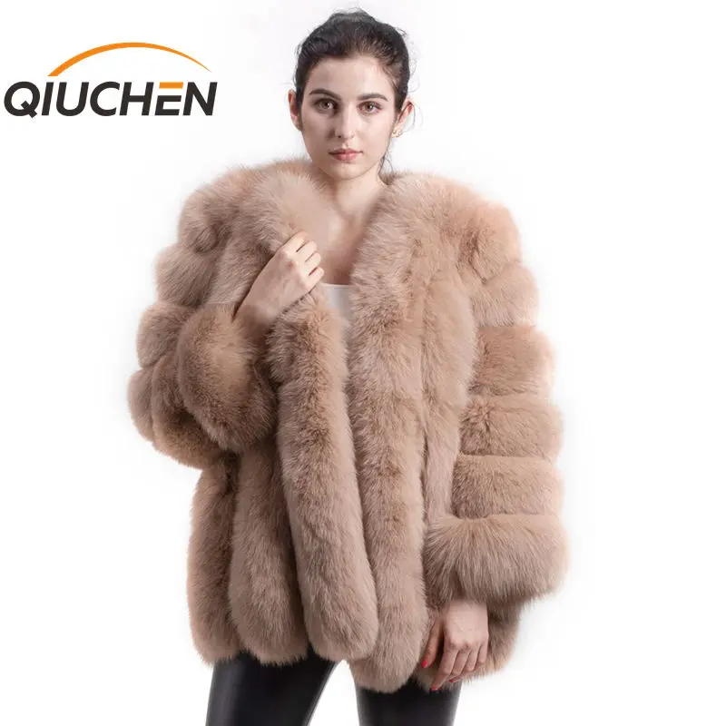 QIUCHEN PJ8128 2020 Новое поступление Бесплатная Доставка женская зимняя шуба из
