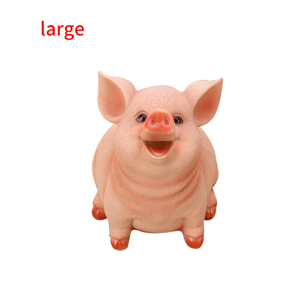 L Resin Cute Blessing Pig Money Box Champagne Piggy Bank Cartoon Pig Shaped Coin Bank Box Creative Pig Money Saving Box Cute - Цвет: L