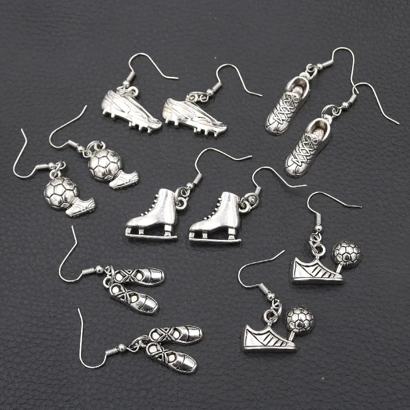 1 pair Footwear Earrings, Running Shoes Charm, Ballet Shoes Charm, Football Shoes Charm, Skates Charm, DIY Sports Style Jewelry