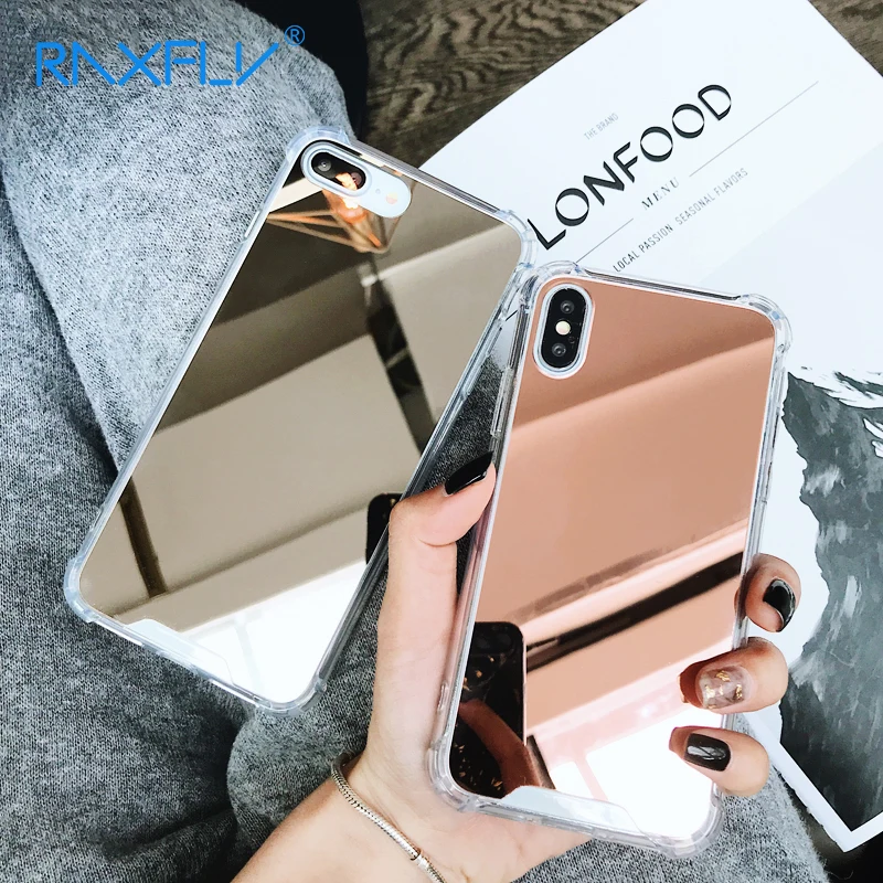 Зеркальный чехол Raxfly для iPhone XR X XS Max роскошный ударопрочный 7 8 6 6s Plus 5 SE задняя