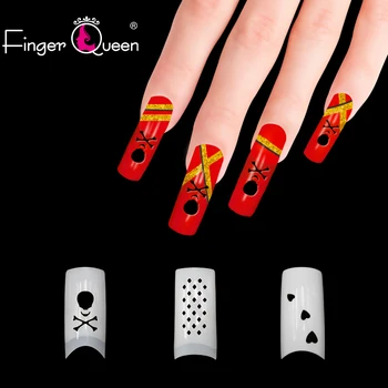 

500pcs Skull Grid Heart 3 Style French False Acrylic Nail Tips Full/Half Cover Tips Coffin Fake Nails UV Gel Manicure Cool