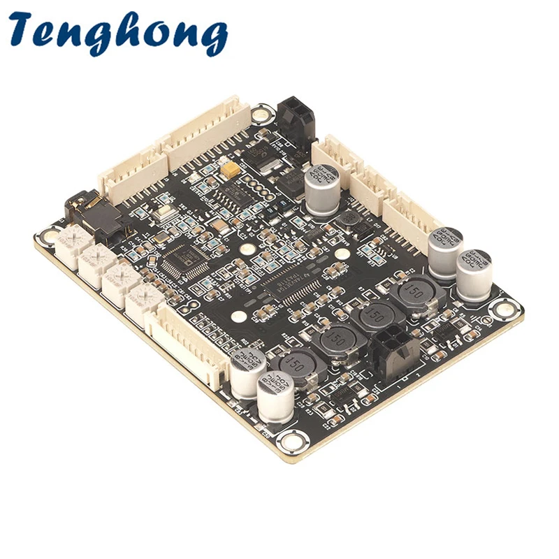 Tenghong Audio Power Amplifier Board 30Wx2 Class D Sound Amplifier With DSP Electronic Cross Over Adjustable EQ High Low Filter tenghong tpa3118dd2 subwoofer digital power amplifier board 30wx2 60w 2 1 tpa3118d sound amplifiers audio board diy with panel