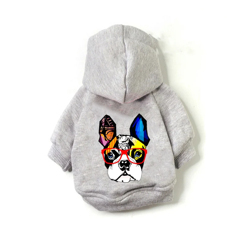  N / A Pet Clothes Dog cat French Bulldog White Flower Twill  Hooded Jacket Sweater Autumn and Winter Outdoor Sports Coat is Warm Cat  Clothes Hoodies DogsWarm and Windproof : מוצרים