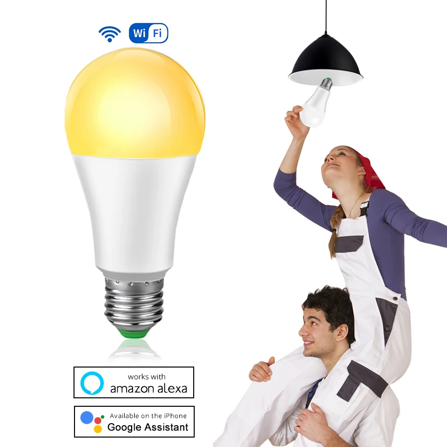

EeeToo Wifi Smart Night Light Bulb for Bedroom 15W AC85-265V Smart LED Lamp Alexa Google Assistant APP Voice Control Nightlight