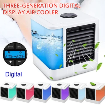 

Mini Portable Air Conditioner 7 Colors Light Conditioning Humidifier Purifier USB Desktop Air Cooler Fan With Water Tanks Home
