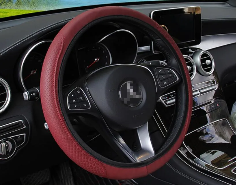 Автомобиль 38 см Авто Руль искусственная кожа оплетка Крышка для Fiat Freemont Doblo 695 FCC4 500e Viaggio Strada 500C - Название цвета: red