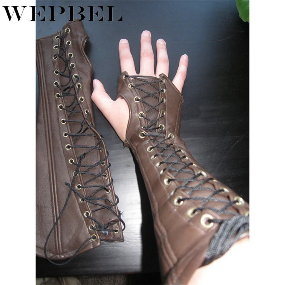 

WEPBEL Medieval Glove Steampunk Cosplay Renaissance Knights Wide Cuffs Bracers Glove Halloween Costumes Punk Style Accessory