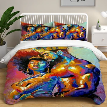 

African Men DYI Printed Duvet Cover set Sexy Women oil Painting Pattern Double Bedding set Quilt Cover Pillowcase Comforter Set