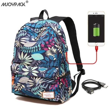 

Women USB Charging Laptop Backpack for Teenage Girls School Backpack Bag Printing Female Backpacks for College Students